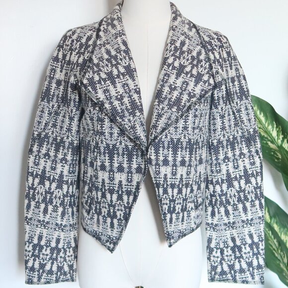 Derek Lam 10 Crosby Tweed Cropped Open-Front Long Sleeve Cutout Jacket Blazer 0 - Picture 2 of 13